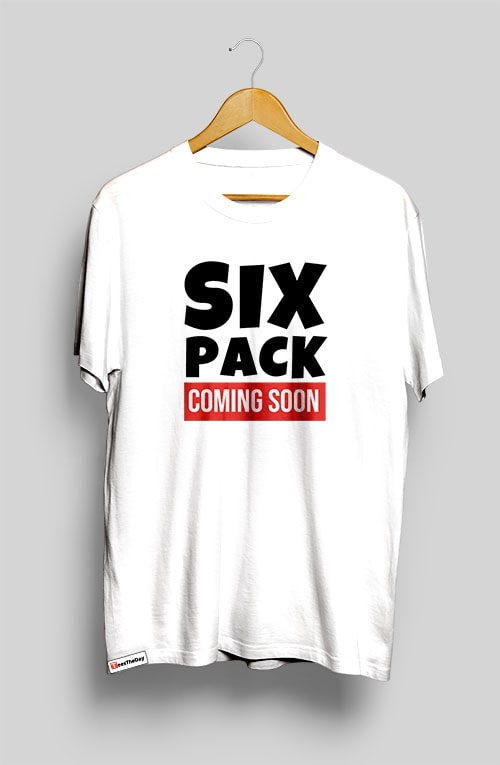 six pack coming soon t-shirt for men