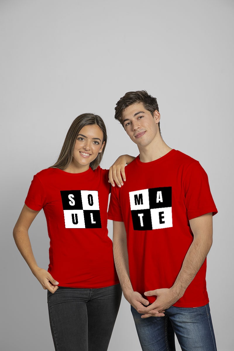 Mate Couple T-shirts Online India | Pack Of | Red |
