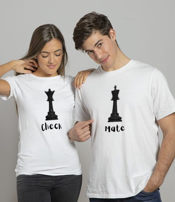 Buy Check Couple T shirt Online India | Pack Of 2 - White