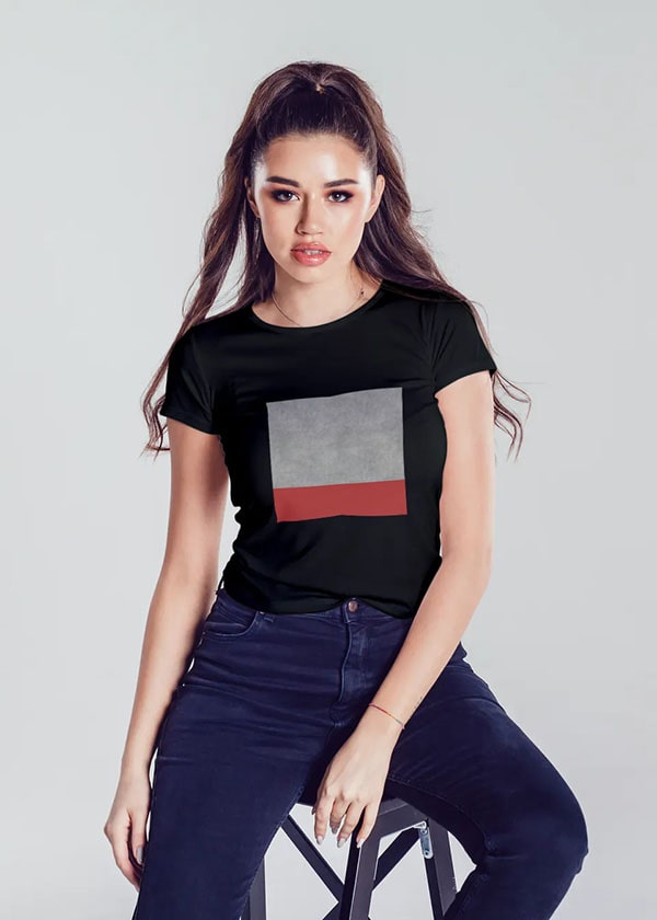 Buy Color Block Red and Grey Boyfriend T Shirt Online in India - Black
