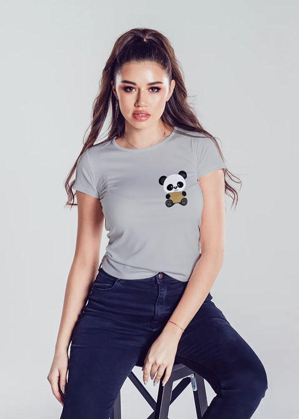 Buy Pocket Panda Board T shirt Online in India - Grey
