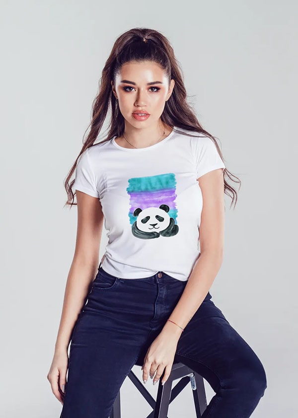 Buy Colorful Panda Boyfriend T shirt Online in India - White