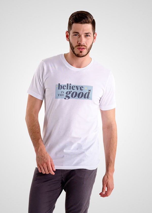 Buy Believe In Good Half Sleeves T shirt For Men Online in India - White