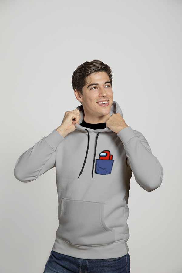 Buy Blue Pocket Among Us Imposter Hoodie Online India - Grey