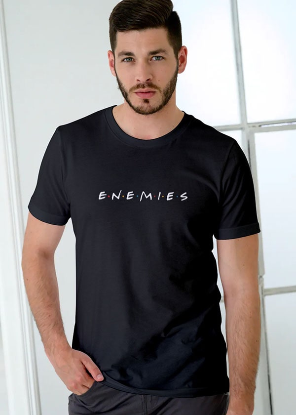 Buy Enemies Cool Funny T shirt For Men Online in India - Black
