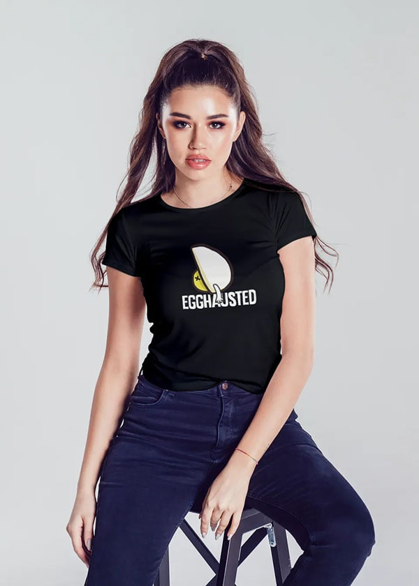 Buy Eggshausted Cool Funny T shirt Online in India - Black