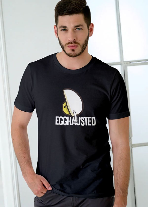 Buy Eggshausted Cool Funny T shirt Online in India - Black