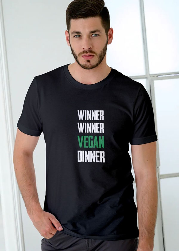 Buy Winner Winner Vegan Dinner Half Sleeves T shirt For Men Online in India - Black