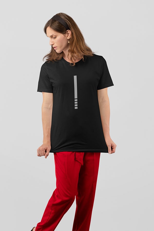 Buy Vertical Grey Color Block Boyfriend T shirt - Black