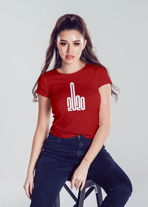 Buy 2020 Mid Finger Cool Funny Boyfriend T shirt - Red
