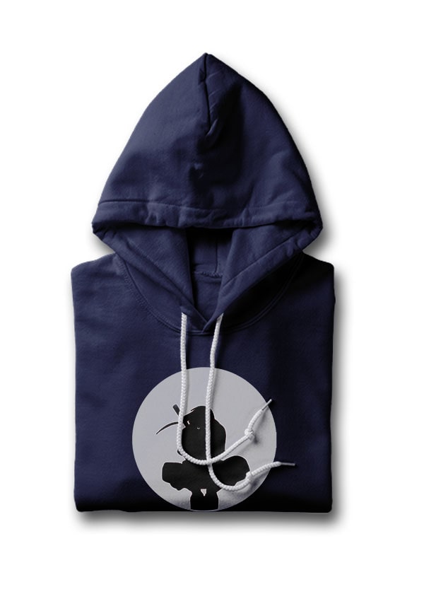 Navy Blue Color Block Hooded T-shirt For Mens