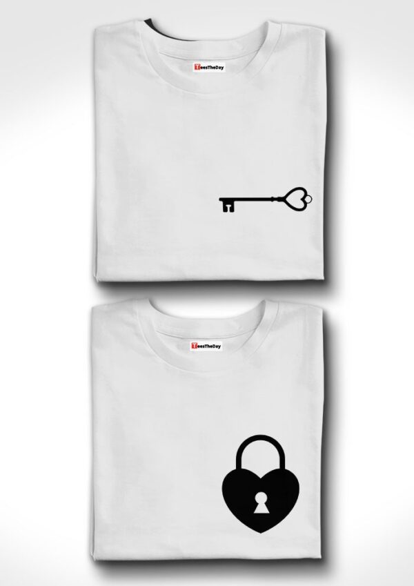 Buy Lock And Key Couple T shirt Online India | Pack Of 2 - White