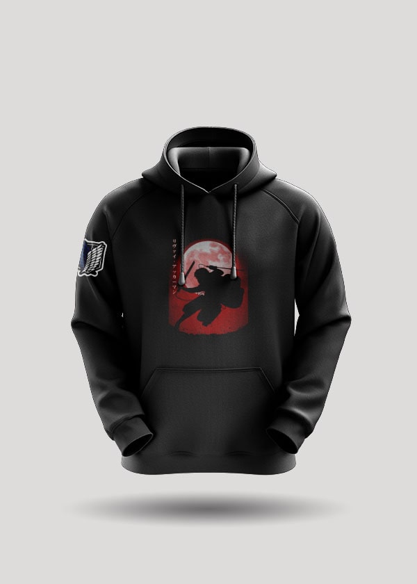 Buy Red Moon Levi Attack On Titan AOT Hoodie - Black