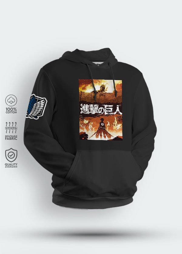 Buy The Wall Attack On Titan AOT Hoodie - Black