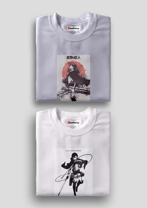 Buy Yeager x Vintage Levi Pack Of 2 AOT T-Shirts - Grey, White