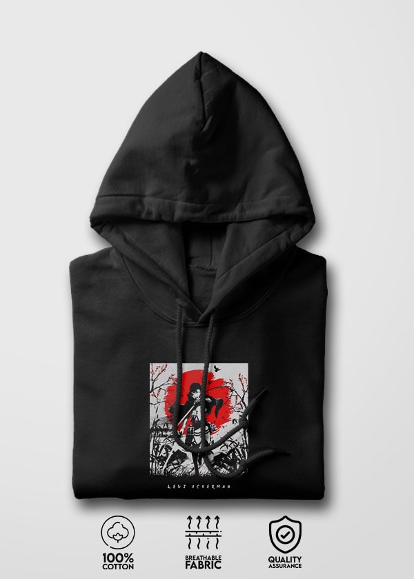Buy Paint Levi Attack On Titan AOT Hoodie - Black