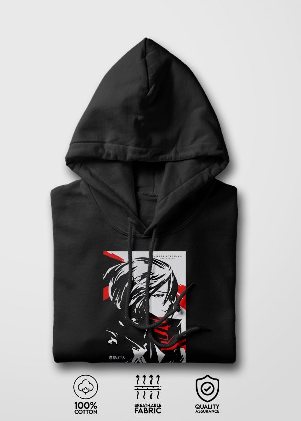 Buy Red Scarf Attack On Titan AOT Hoodie - Black