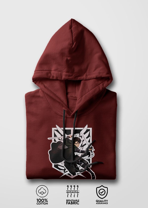 Buy Scout Soldier Attack On Titan AOT Hoodie - Maroon