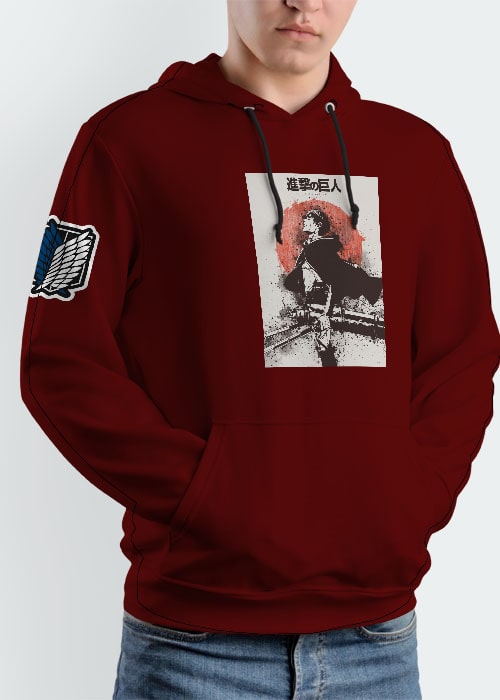 Buy Yeager Attack On Titan AOT Hoodie - Maroon