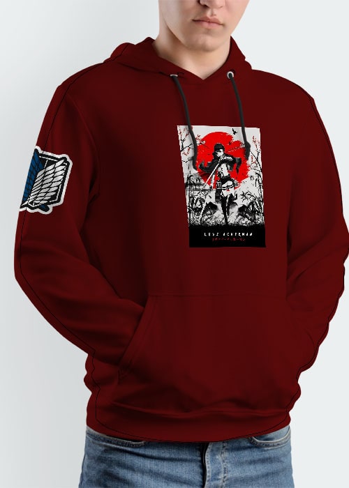 Buy Paint Levi Attack On Titan AOT Hoodie - Maroon