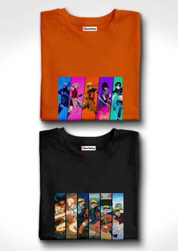 Buy Team 7 x Running Naruto Pack Of 2 T-Shirts - Orange, Black