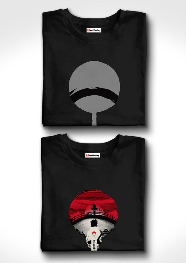 Grey Uchiha x Elite Clan Naruto Pack Of 2 T-Shirts - Black, Black