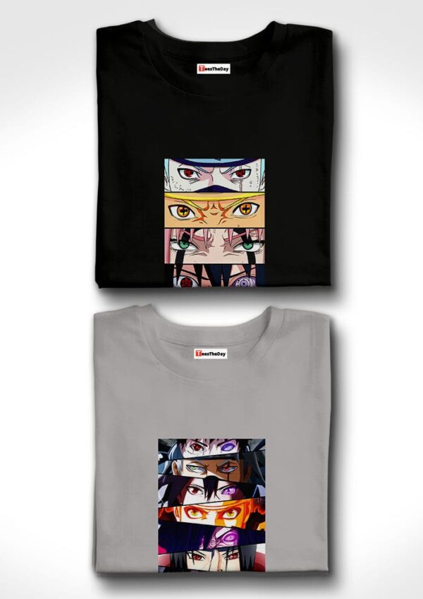 Buy Team 7 Eyes x Eyes Naruto Pack Of 2 T-Shirts - Black, Grey