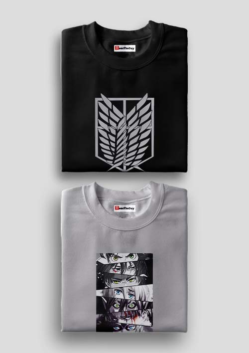 Buy Scouting Legion x Eyes Pack Of 2 AOT T-Shirts - Black, Grey