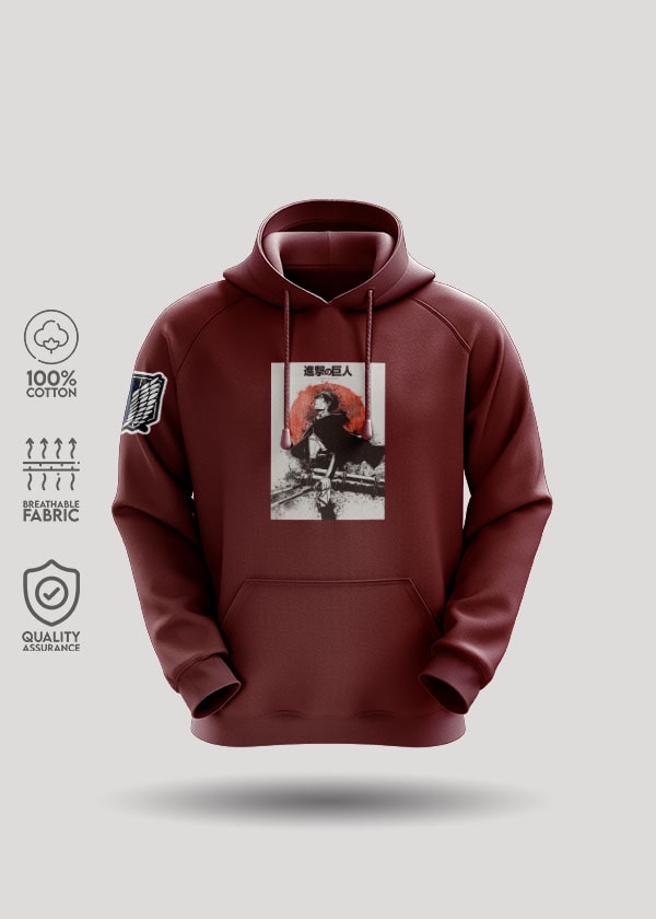 Buy Yeager Attack On Titan AOT Hoodie - Maroon