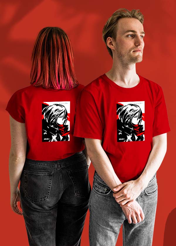 Red Scarf Attack On Titan AOT Anime Couple T-shirt