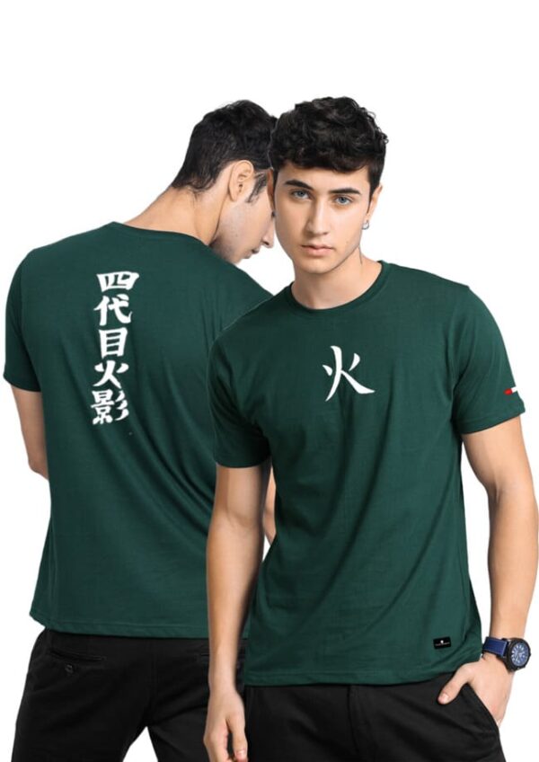 Hokage Half Sleeves Anime T-shirt Naruto T shirt - Bottle Green